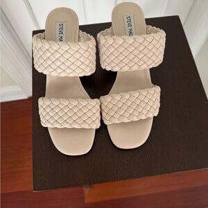 Steve Madden Braided Double-Strap Sandal in Cream